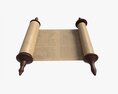 Ancient Scroll With Wooden Rods Old Text 01 3D модель