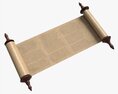 Ancient Scroll With Wooden Rods Old Text 02 Modelo 3d