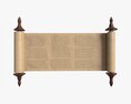Ancient Scroll With Wooden Rods Old Text 02 3d model