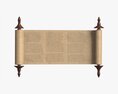 Ancient Scroll With Wooden Rods Old Text 02 3d model