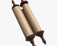 Ancient Scroll With Wooden Rods Old Text 03 3D-Modell