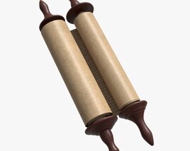 Ancient Scroll With Wooden Rods Old Text 03 3D model