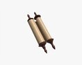 Ancient Scroll With Wooden Rods Old Text 03 3d model