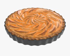 Apple Pie French With Plate 01 3D 모델 