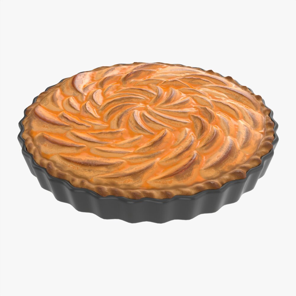 Apple Pie French With Plate 01 3D-Modell