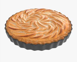 Apple Pie French With Plate 02 3D модель