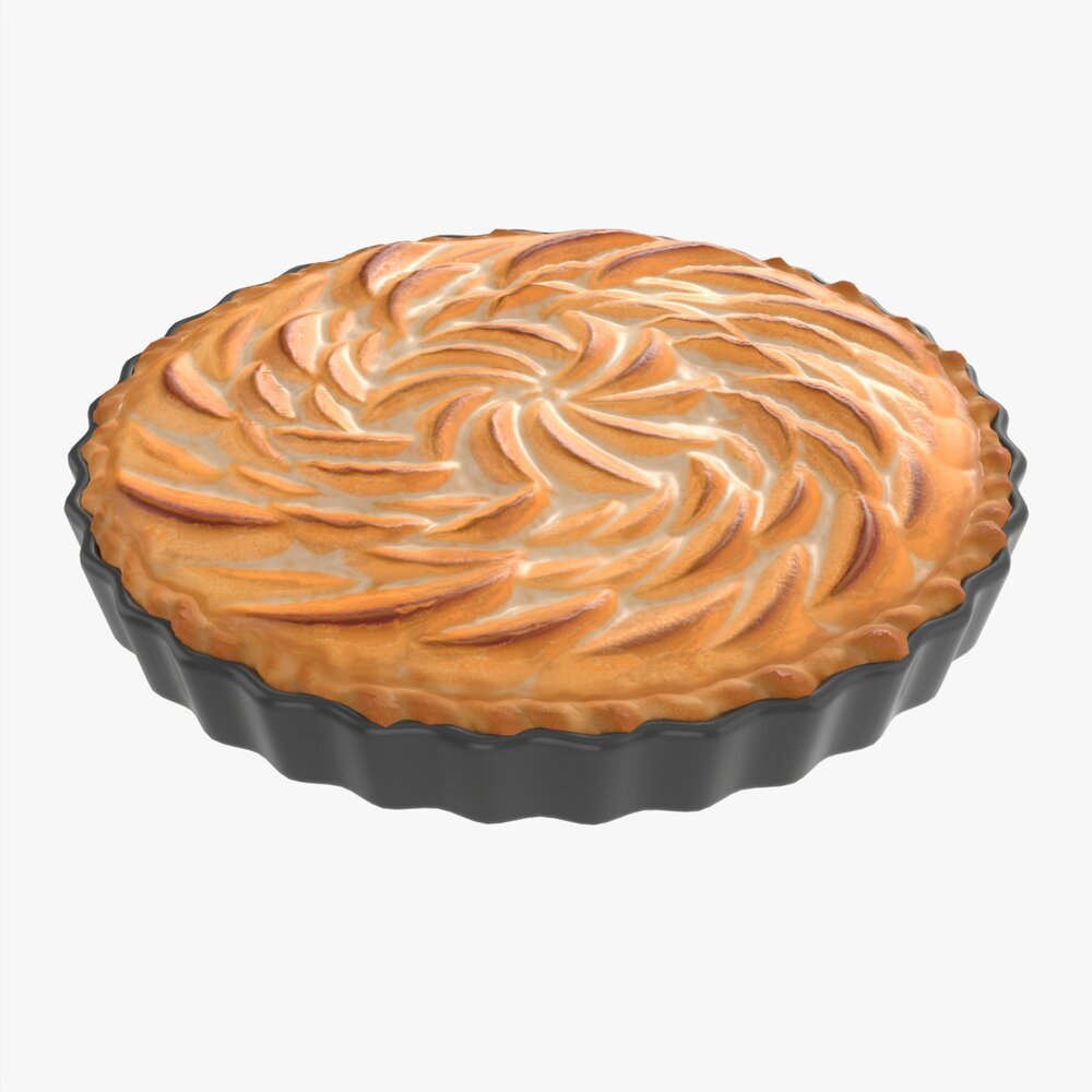 Apple Pie French With Plate 02 3D модель