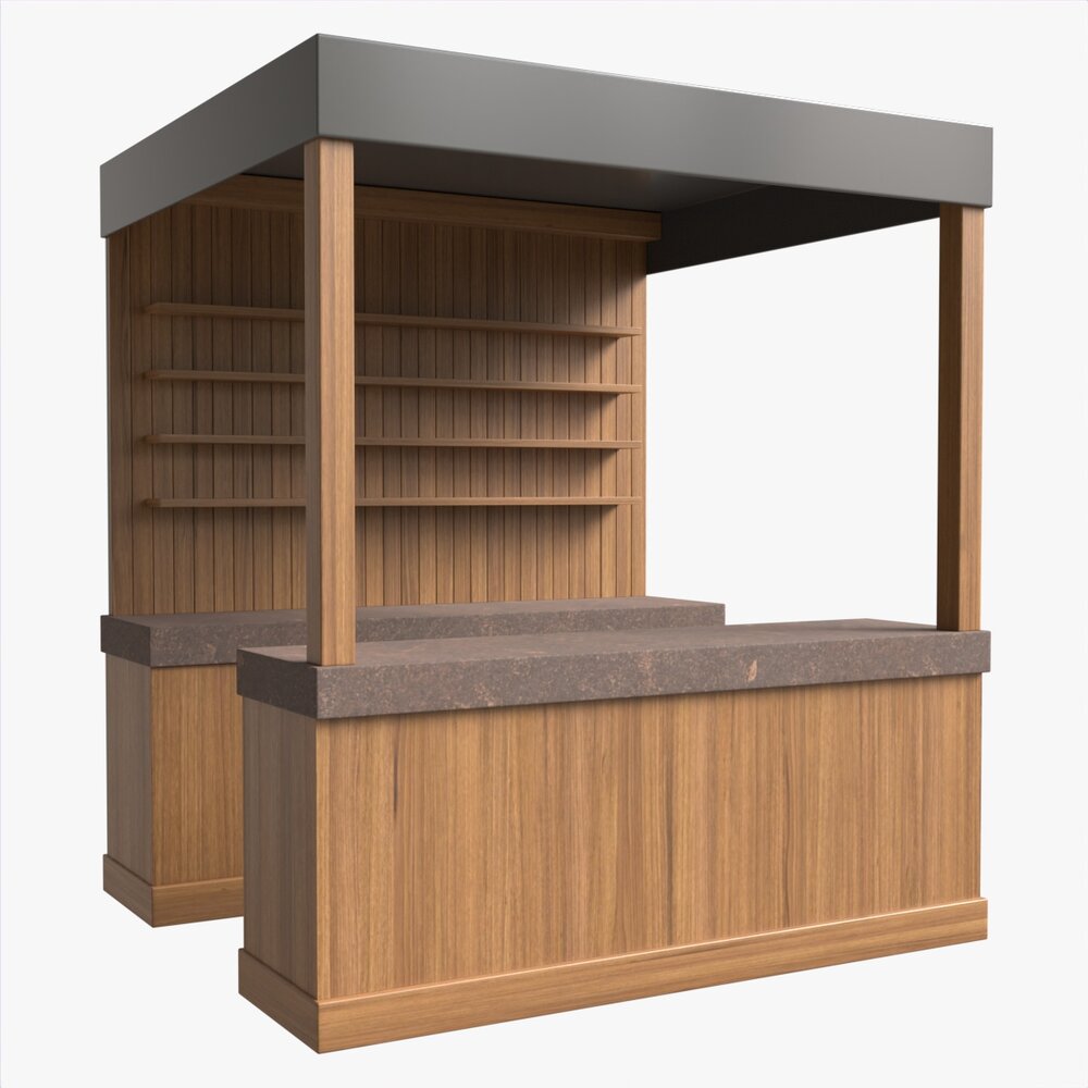 Booth Stand Kiosk With Roof 02 3D model
