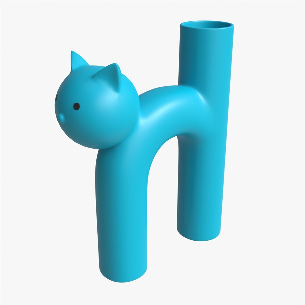 Ceramic Cat Vase 3d model