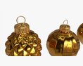 Christmas Tree Balls Set Gold Glossy 3d model