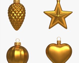 Christmas Tree Balls Set Gold Matte Modelo 3d