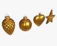Christmas Tree Balls Set Gold Matte 3D модель
