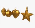 Christmas Tree Balls Set Gold Matte 3D модель