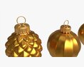 Christmas Tree Balls Set Gold Matte Modelo 3d