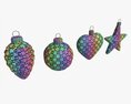 Christmas Tree Balls Set Gold Matte Modello 3D