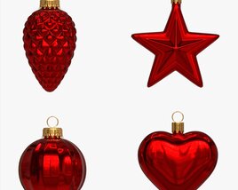 Christmas Tree Balls Set Red Glossy 3D 모델 