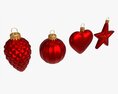 Christmas Tree Balls Set Red Matte Modelo 3d