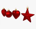 Christmas Tree Balls Set Red Matte Modello 3D