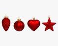 Christmas Tree Balls Set Red Matte 3D 모델 
