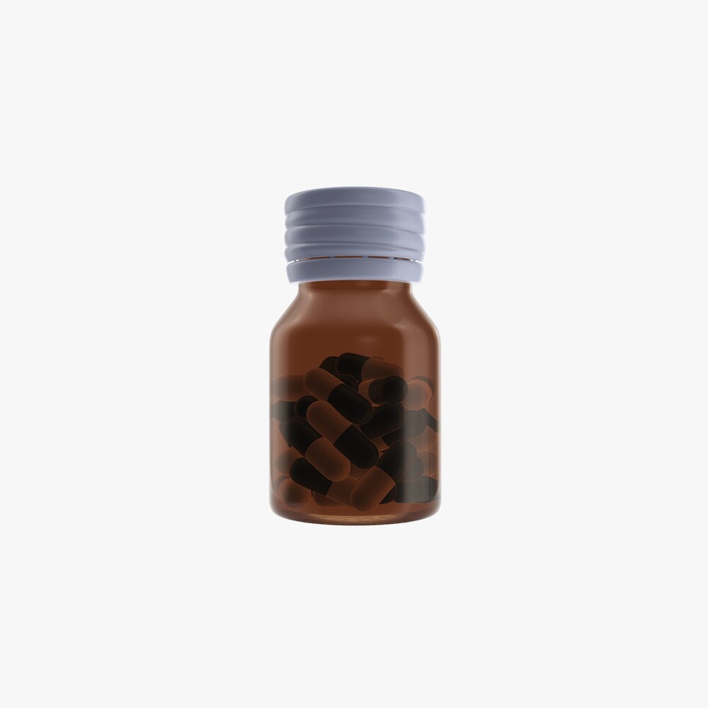Medicine Glass Bottle With Pills Modèle 3D