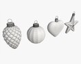 Christmas Tree Balls Set Silver Glossy 3D модель