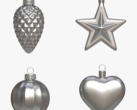 Christmas Tree Balls Set Silver Matte Modello 3D