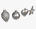 Christmas Tree Balls Set Silver Matte 3D 모델 