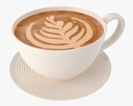 Coffee Latte In Mug With Saucer 02 3D 모델 