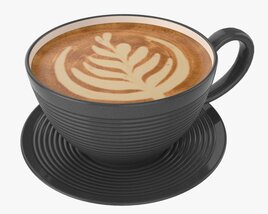 Coffee Latte In Mug With Saucer 03 3D model