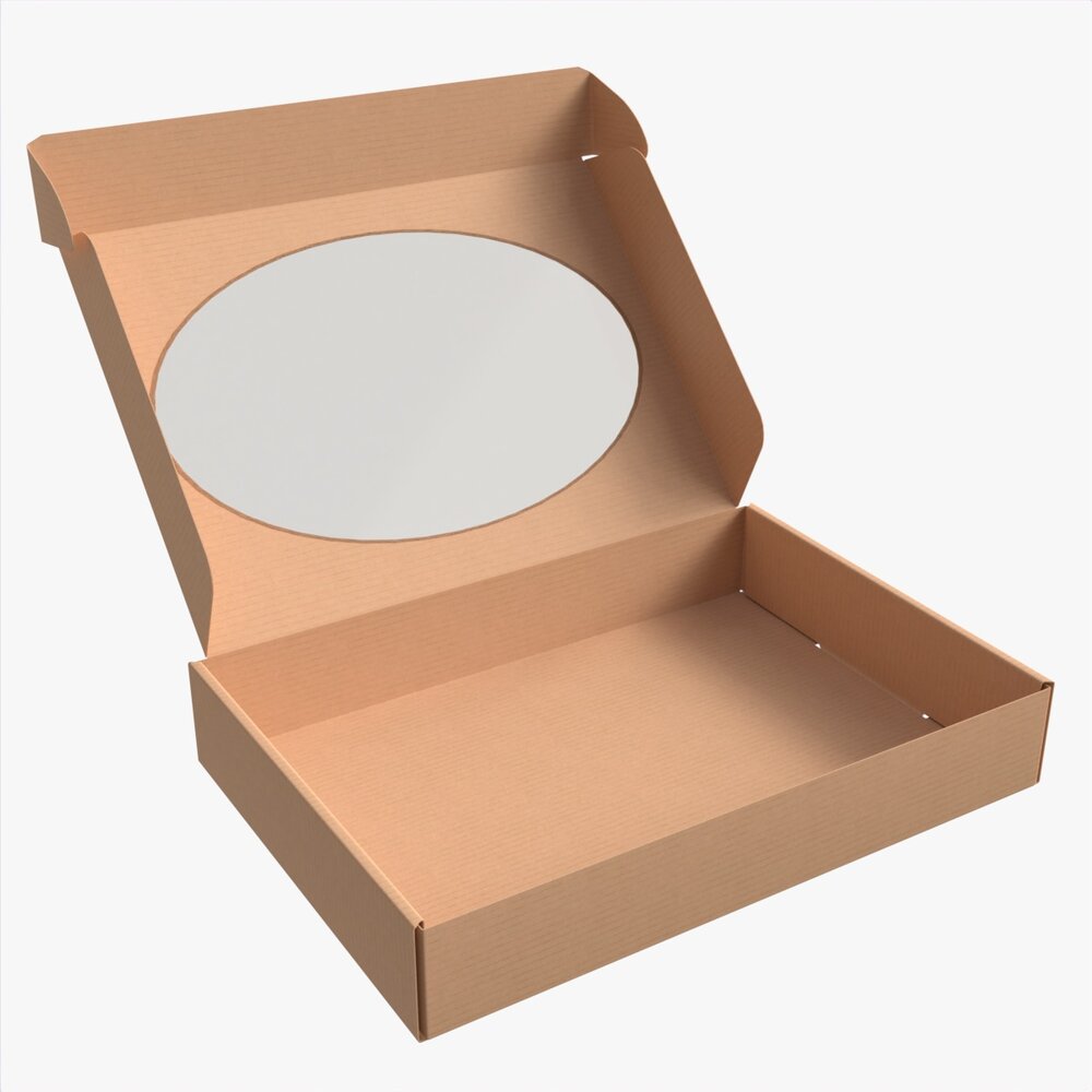 Corrugated Cardboard Box With Window 01 Open Modello 3D