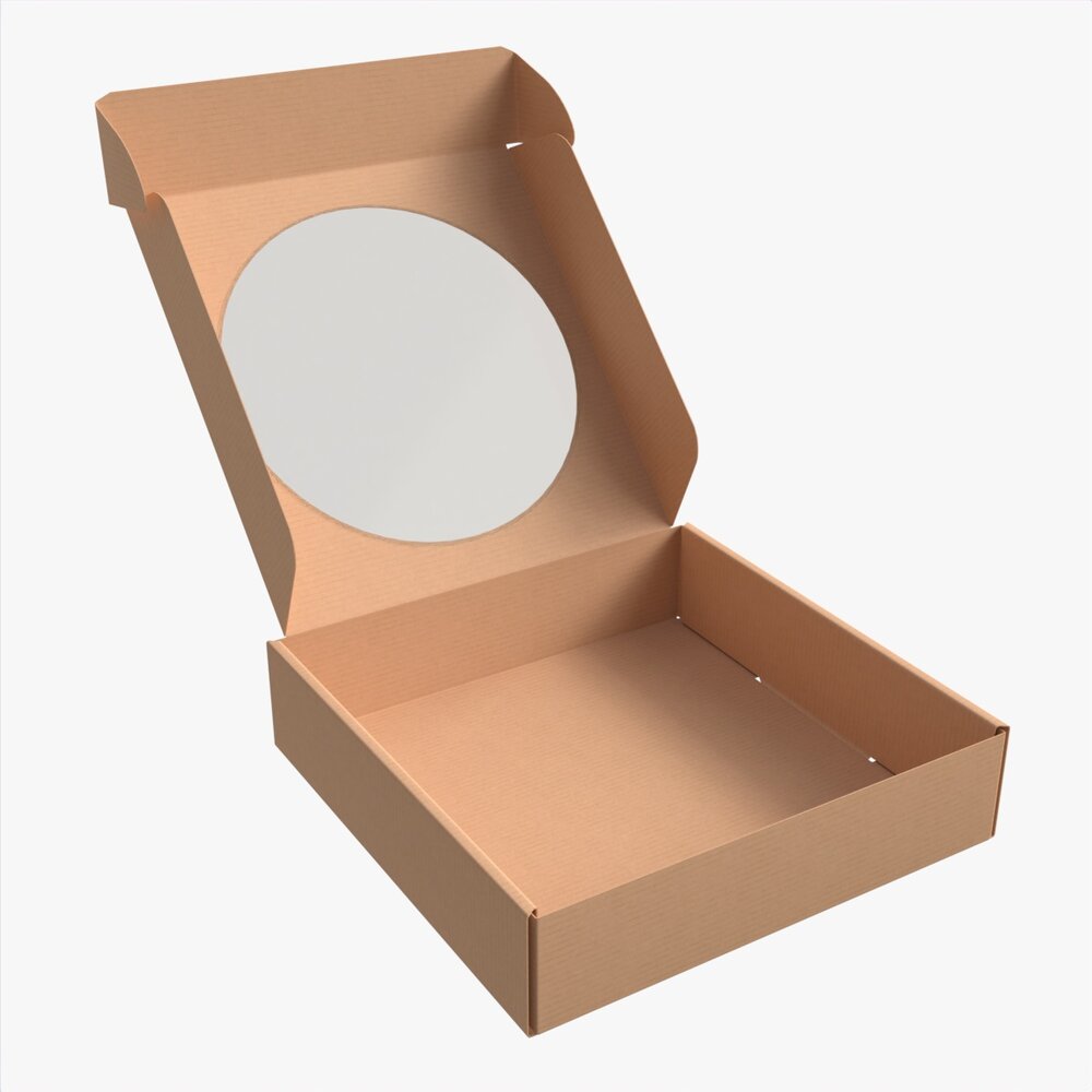 Corrugated Cardboard Box With Window 02 Open 3Dモデル