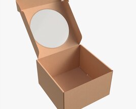 Corrugated Cardboard Box With Window 03 Open Modèle 3D