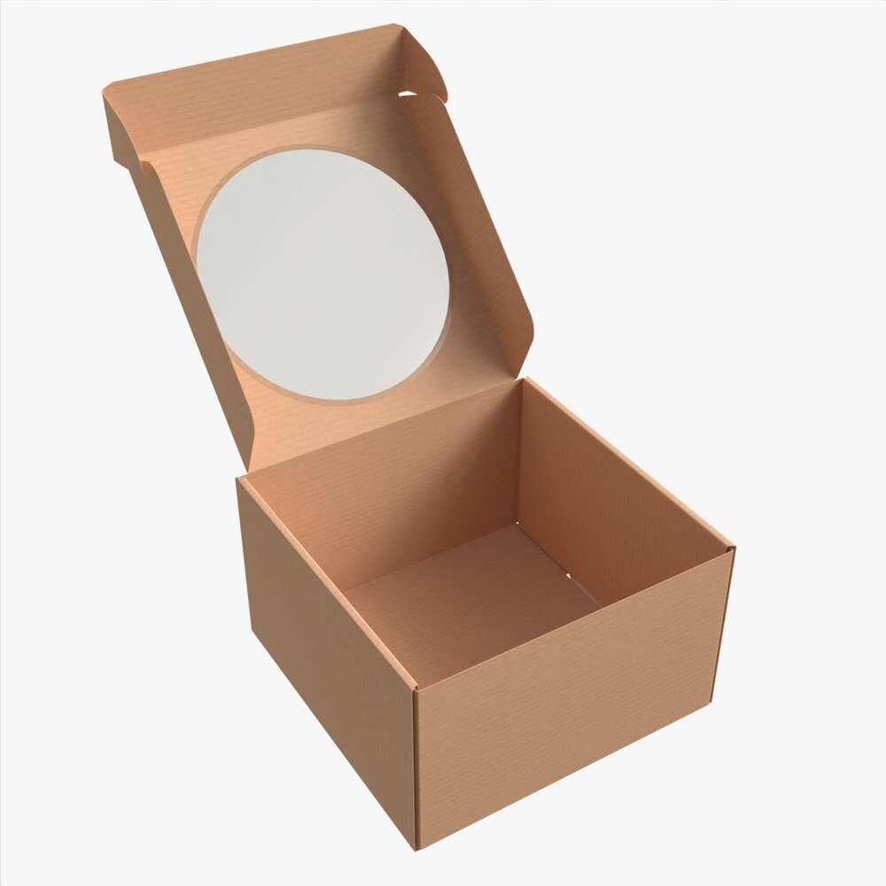 Corrugated Cardboard Box With Window 03 Open Modèle 3d