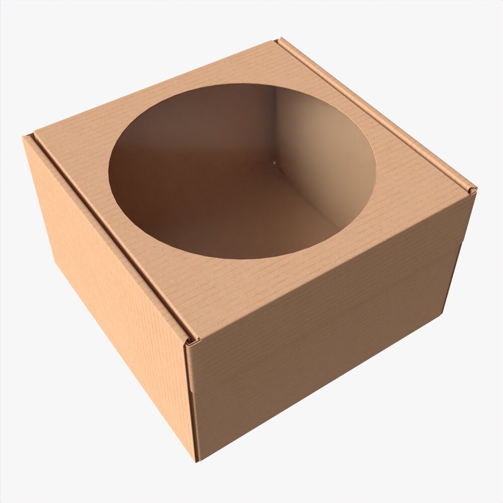 Corrugated Cardboard Box With Window 03 3D-Modell