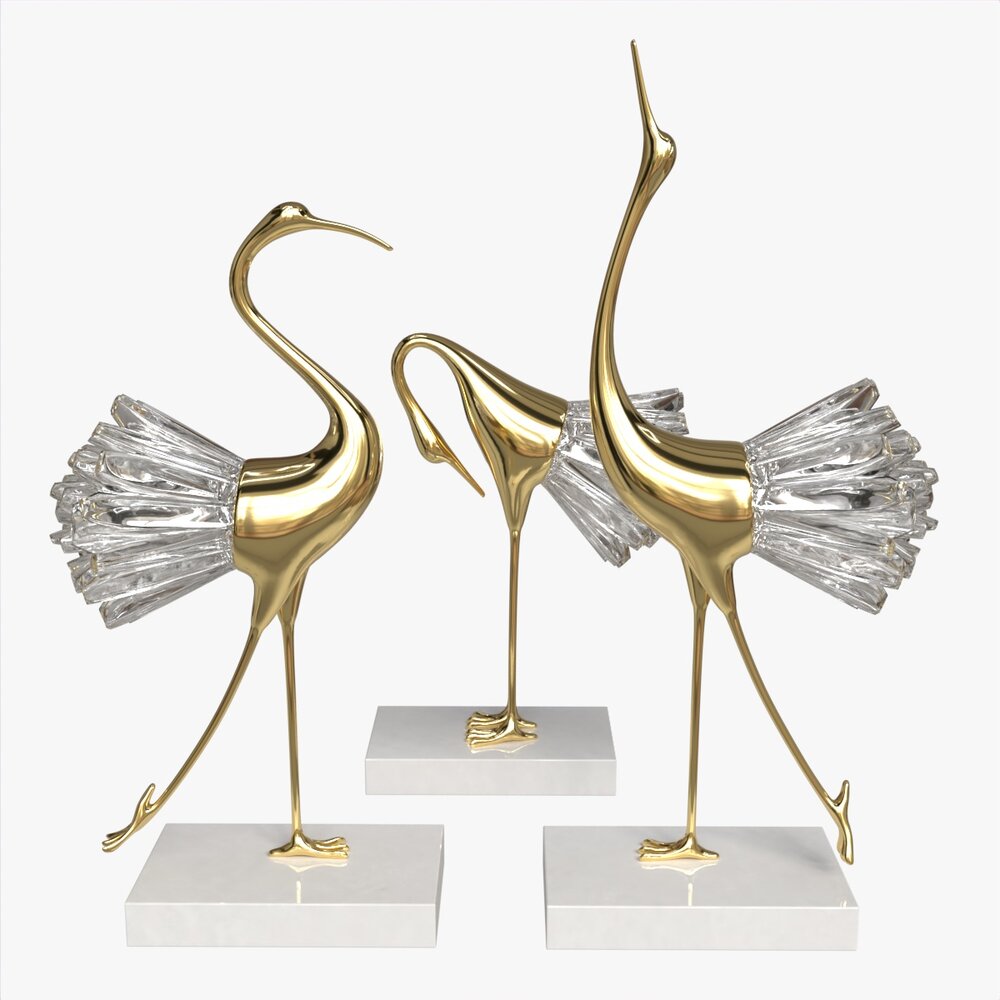Decorative Crane Figurines 3D 모델 