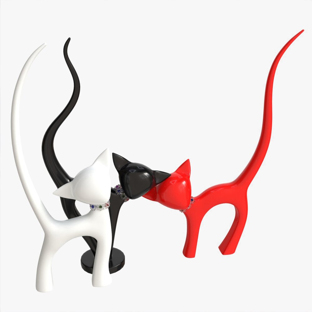 Decorative Ceramic Cats Set Modelo 3D