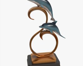 Decorative Ceramic Dolphins Statuette 3D model