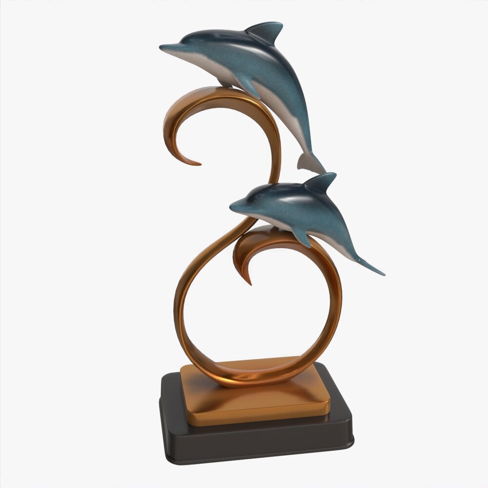 Decorative Ceramic Dolphins Statuette 3D 모델 