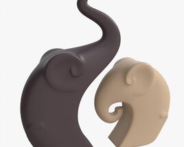 Decorative Ceramic Elephants Set 3D 모델 