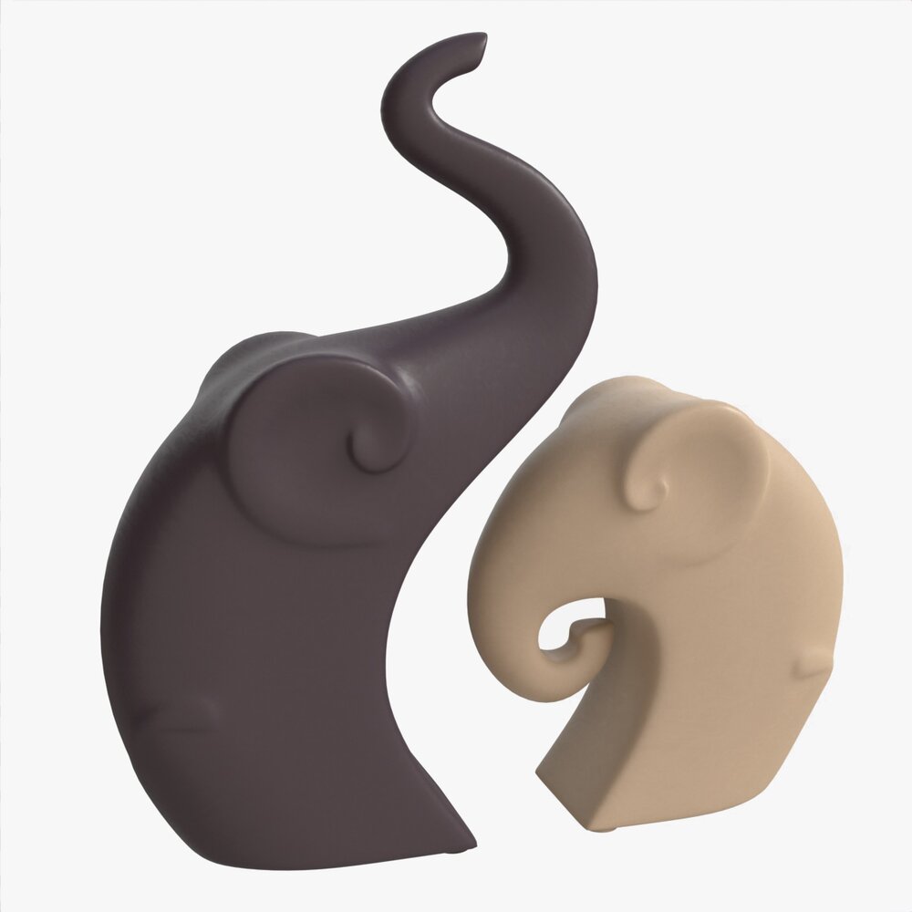 Decorative Ceramic Elephants Set 3d model