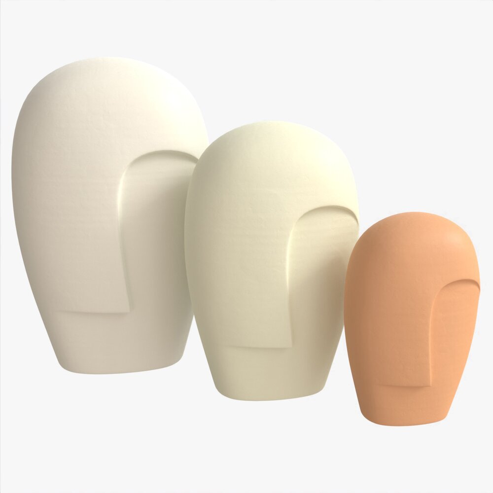 Decorative Ceramic Face-vases Set Modèle 3D