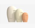 Decorative Ceramic Face-vases Set 3D 모델 