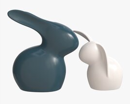 Decorative Ceramic Rabbits Set 3D 모델 