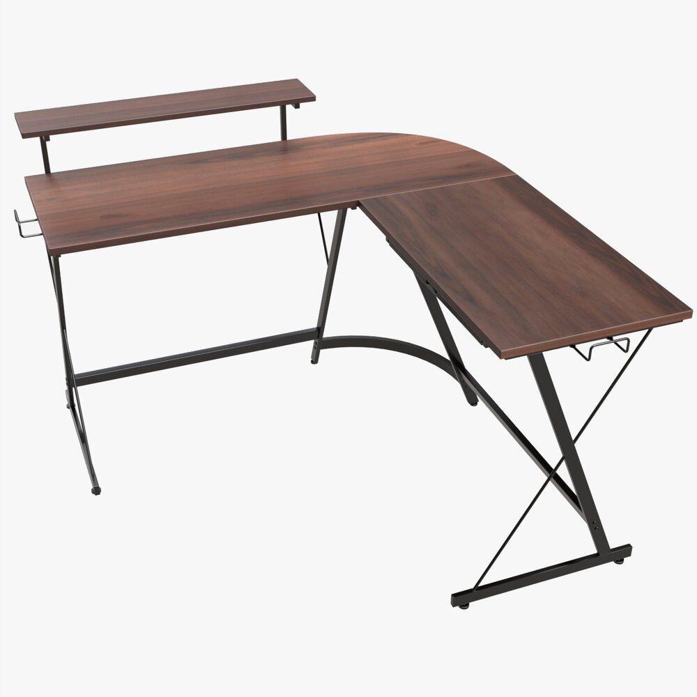 Desk With Monitor Stand Drawer 3D-Modell