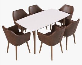 Dining Set Nagano Table 6 Chairs 3D модель