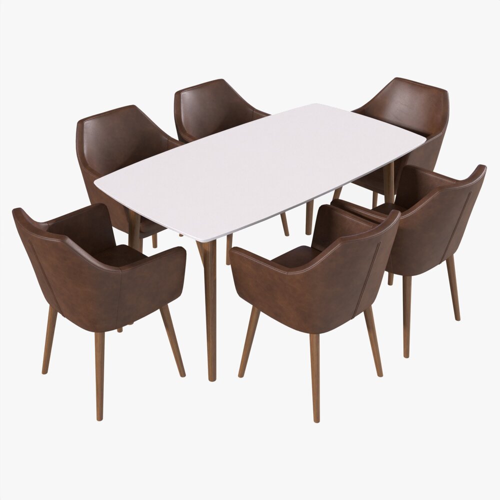 Dining Set Nagano Table 6 Chairs 3Dモデル