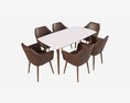 Dining Set Nagano Table 6 Chairs 3D-Modell