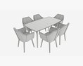 Dining Set Nagano Table 6 Chairs 3d model