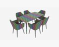 Dining Set Nagano Table 6 Chairs Modello 3D