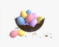 Easter Eggs In Chocolate Basket Composition 3d model